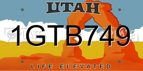 1GTB749 Utah License Plate