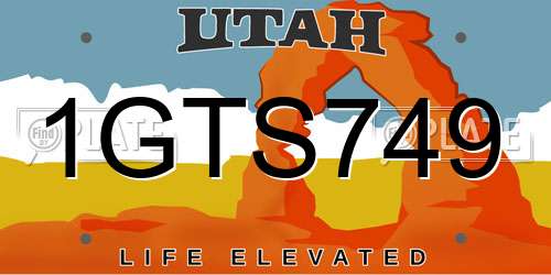 1GTS749 Utah License Plate