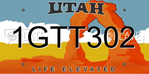 1GTT302 Utah License Plate