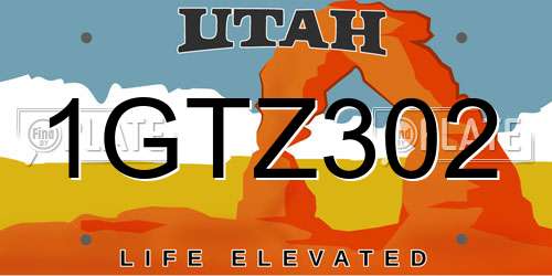 1GTZ302 Utah License Plate