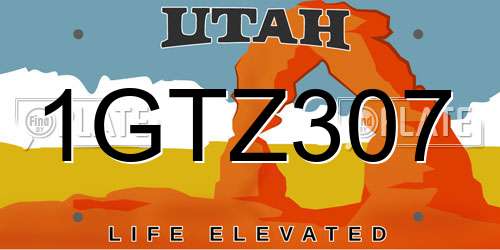 1GTZ307 Utah License Plate
