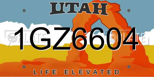 1GZ6604 Utah License Plate