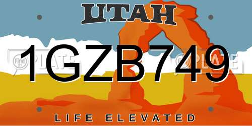 1GZB749 Utah License Plate