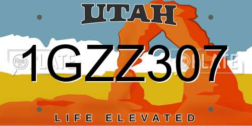 1GZZ307 Utah License Plate