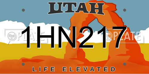 1HN217 Utah License Plate