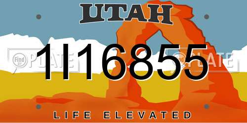 1I16855 Utah License Plate