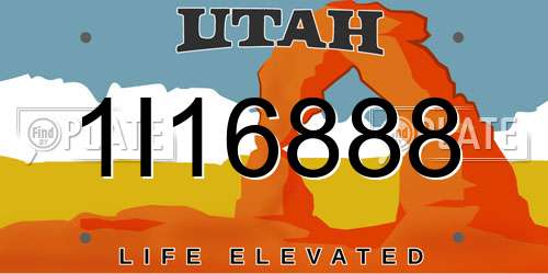 1I16888 Utah License Plate