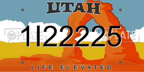 1I22225 Utah License Plate