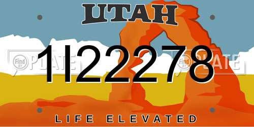 1I22278 Utah License Plate