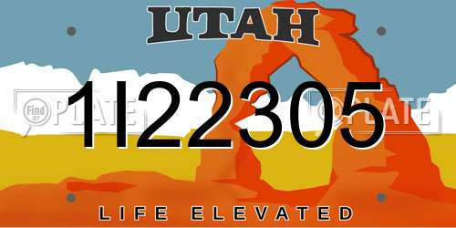 1I22305 Utah License Plate