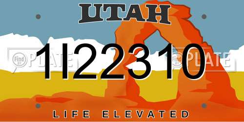 1I22310 Utah License Plate