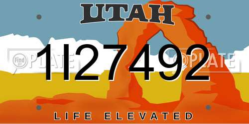 1I27492 Utah License Plate