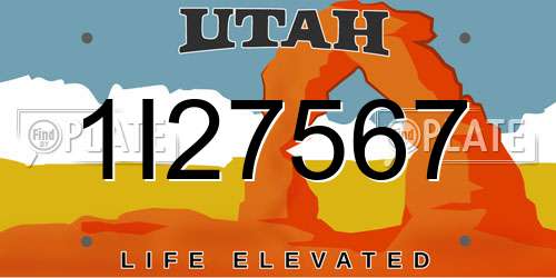 1I27567 Utah License Plate