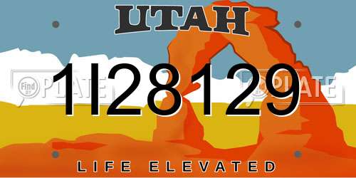 1I28129 Utah License Plate