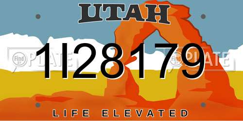 1I28179 Utah License Plate