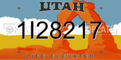 1I28217 Utah License Plate
