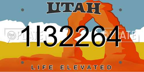 1I32264 Utah License Plate