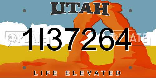 1I37264 Utah License Plate