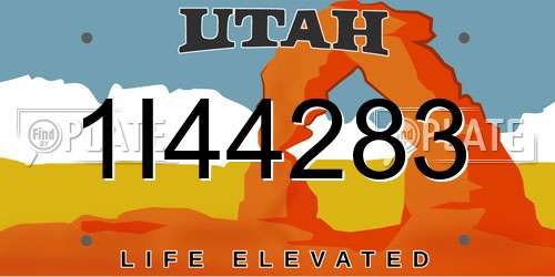 1I44283 Utah License Plate