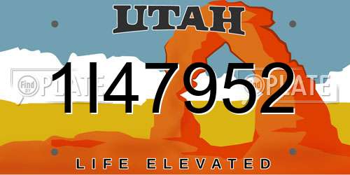 1I47952 Utah License Plate