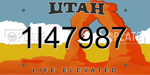 1I47987 Utah License Plate