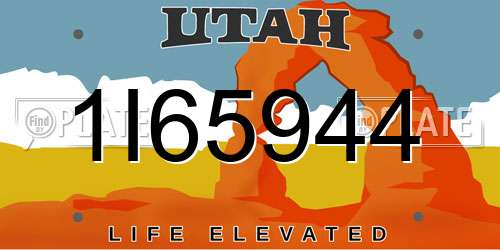 1I65944 Utah License Plate
