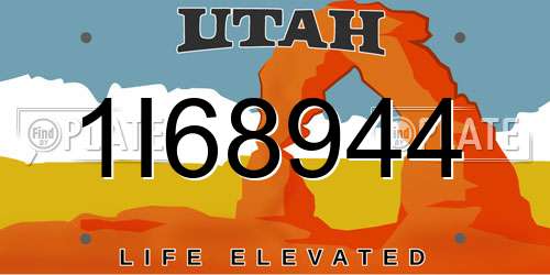 1I68944 Utah License Plate