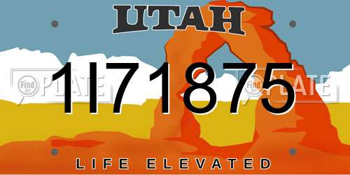 1I71875 Utah License Plate