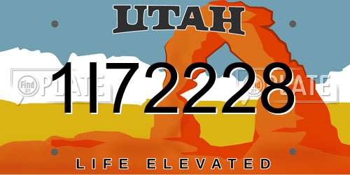 1I72228 Utah License Plate