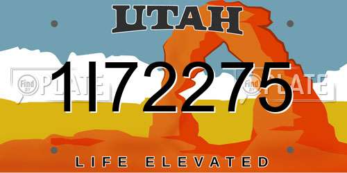 1I72275 Utah License Plate