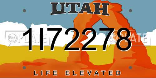 1I72278 Utah License Plate