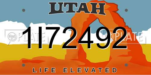 1I72492 Utah License Plate