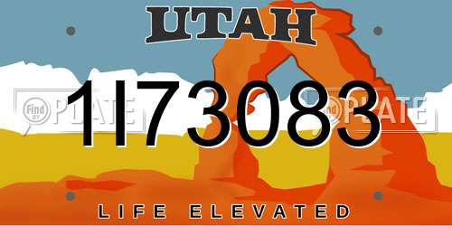 1I73083 Utah License Plate