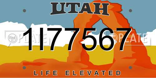1I77567 Utah License Plate