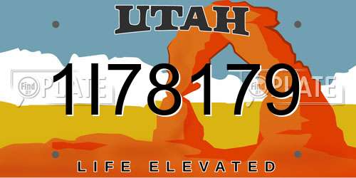 1I78179 Utah License Plate