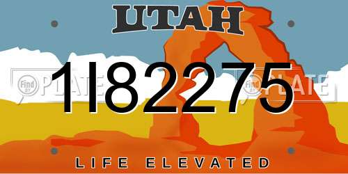 1I82275 Utah License Plate