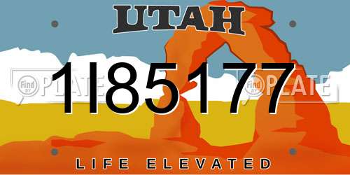1I85177 Utah License Plate