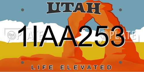 1IAA253 Utah License Plate