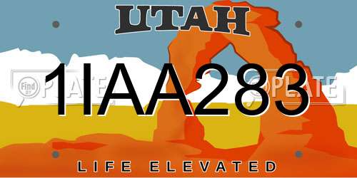1IAA283 Utah License Plate