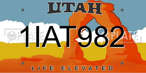 1IAT982 Utah License Plate