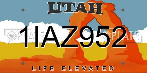1IAZ952 Utah License Plate