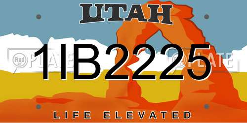 1IB2225 Utah License Plate
