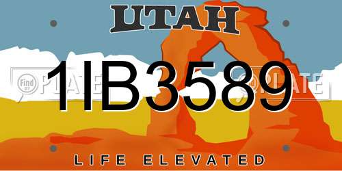 1IB3589 Utah License Plate