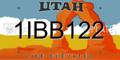 1IBB122 Utah License Plate