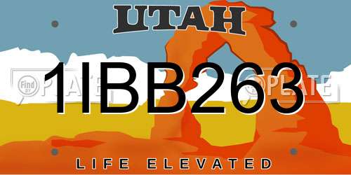 1IBB263 Utah License Plate