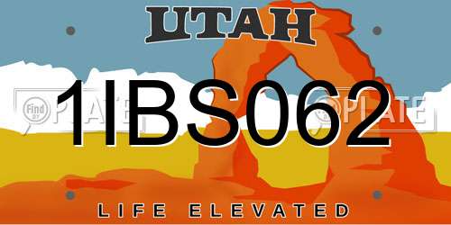 1IBS062 Utah License Plate