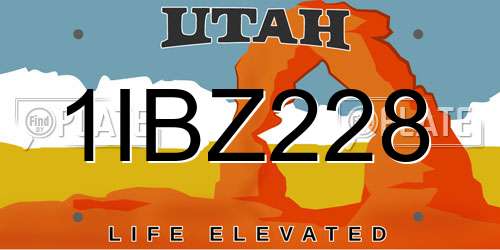 1IBZ228 Utah License Plate