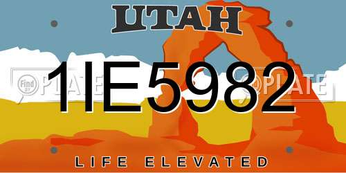 1IE5982 Utah License Plate