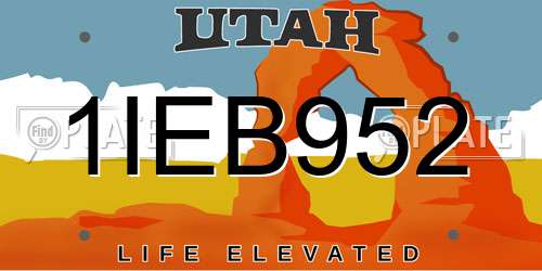 1IEB952 Utah License Plate