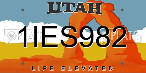 1IES982 Utah License Plate